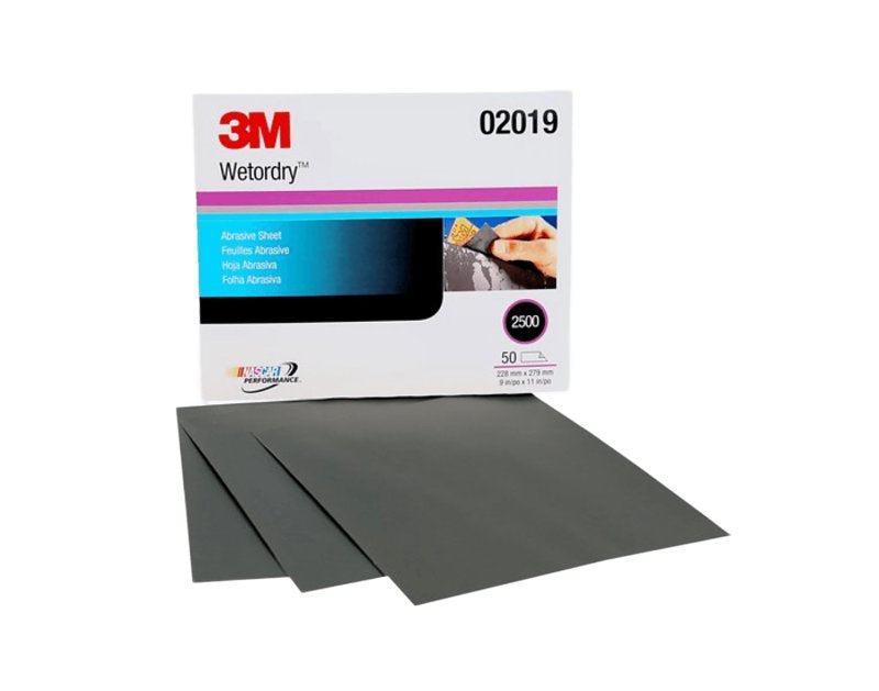 3M 3M Wetrodry Series 02019 Abrasive Sheet, 11 in L, 9 in W, 2500 Grit, Fine, Aluminum Oxide/Silicon Carbide Abrasive PAINT 3M