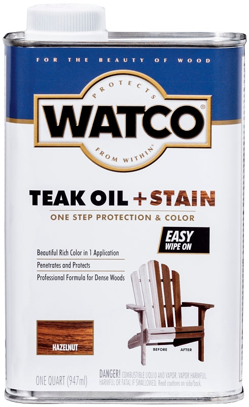 WATCO WATCO 348746 Oil and Stain, Warm Glow, Hazelnut, Liquid, 1 qt Can PAINT WATCO   