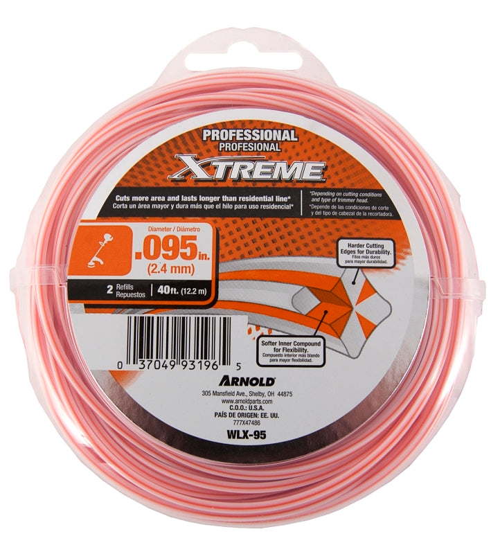 ARNOLD XTREME Arnold Xtreme Professional WLX-95 Trimmer Line, 0.095 in Dia, 40 ft L, Monofilament