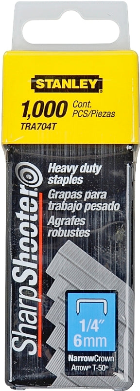 STANLEY STANLEY TRA704T Staple, 27/64 in W Crown, 1/4 in L Leg, Galvanized, 24 ga