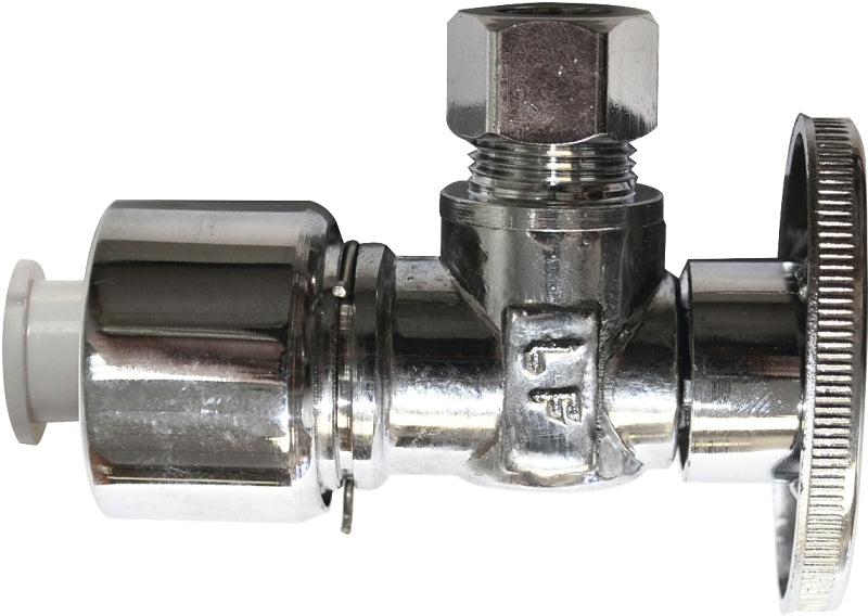 KEENEY Keeney 2622PCPOLF Supply Line Valve, 5/8 x 3/8 in Connection, Compression, Quarter-Turn Actuator, Brass Body