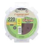 GATOR Gator 4340 Sanding Disc, 5 in Dia, 220 Grit, Extra Fine, Aluminum Oxide Abrasive, Vented, 50/PK TOOLS GATOR