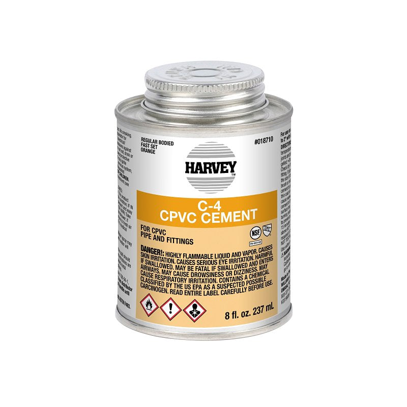 HARVEY Harvey 18710-24 Solvent Cement, 8 oz Can, Liquid, Orange
