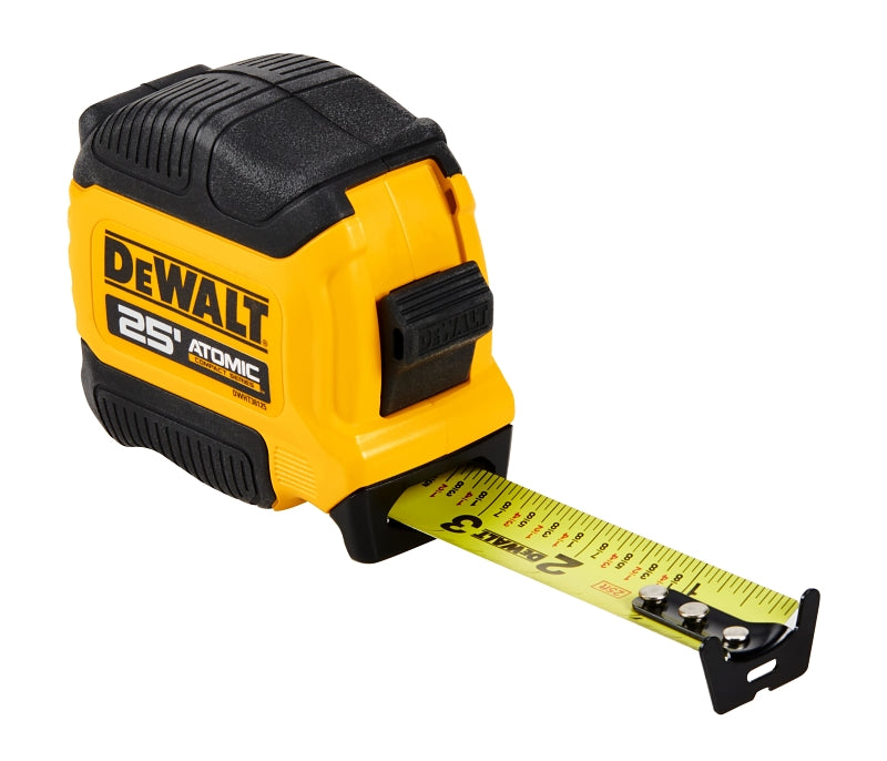 STANLEY TOOLS DEWALT ATOMIC COMPACT Series DWHT38125S Tape Measure, 25 ft L Blade, 1-1/8 in W Blade, Steel Blade, Rubber Case TOOLS STANLEY TOOLS