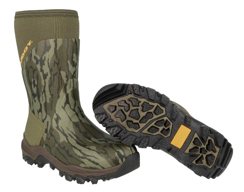 MUDDY Muddy DV8 Series 13NI-MOB-13D Boots, 13, D W, Mossy Oak Bottomland, Neoprene Upper, Non-Insulated