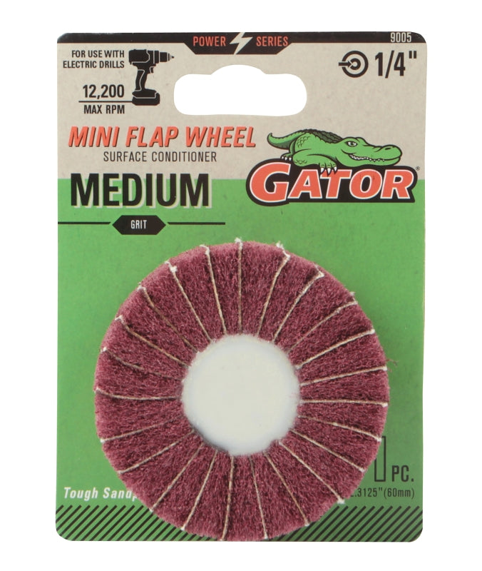 GATOR Gator 9005 Flap Wheel, 2-1/2 in Dia, 1/4 in Arbor, Aluminum Oxide Abrasive TOOLS GATOR