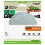 GATOR Gator 9203 Sanding Disc, 5 in Dia, 80 Grit, Medium, Alumina Ceramic Abrasive, Ultra Film Backing, 8-Hole
