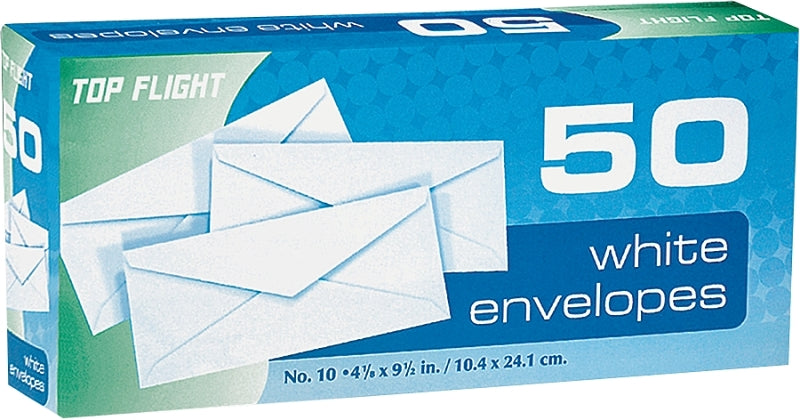 TOP FLIGHT Top Flight 6900815 Envelope, White, 4-1/8 in W