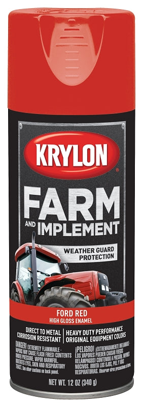 KRYLON Krylon K01941000 Farm Equipment Spray, High-Gloss, Ford Red, 12 oz Can