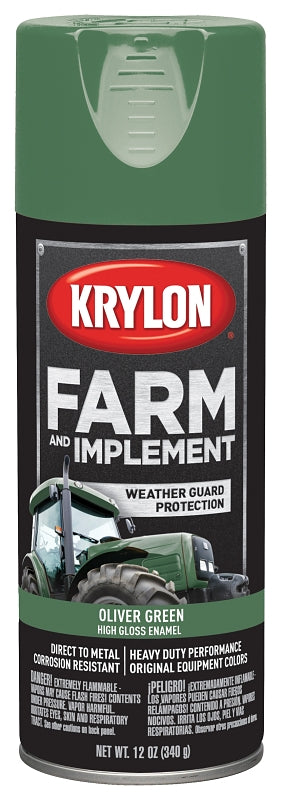 KRYLON Krylon K01943000 Farm Equipment Spray, High-Gloss, Oliver Green, 12 oz Can