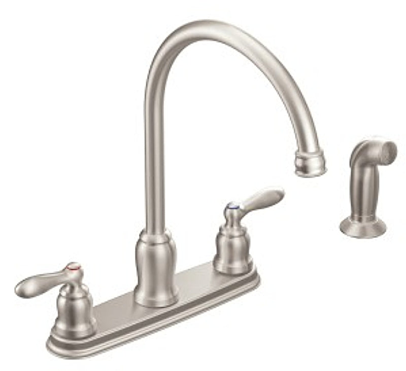 MOEN Moen Caldwell Series CA87060SRS Kitchen Faucet, 1.5 gpm, 2-Handle, Stainless Steel, Stainless Steel