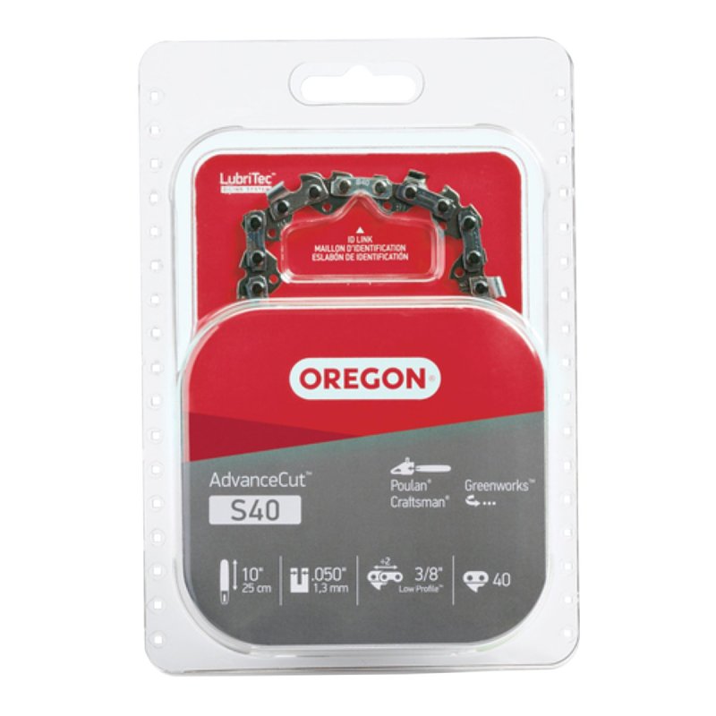 OREGON Oregon S40 Chainsaw Chain, 10 in L Bar, 3/8 in TPI/Pitch, 40-Link