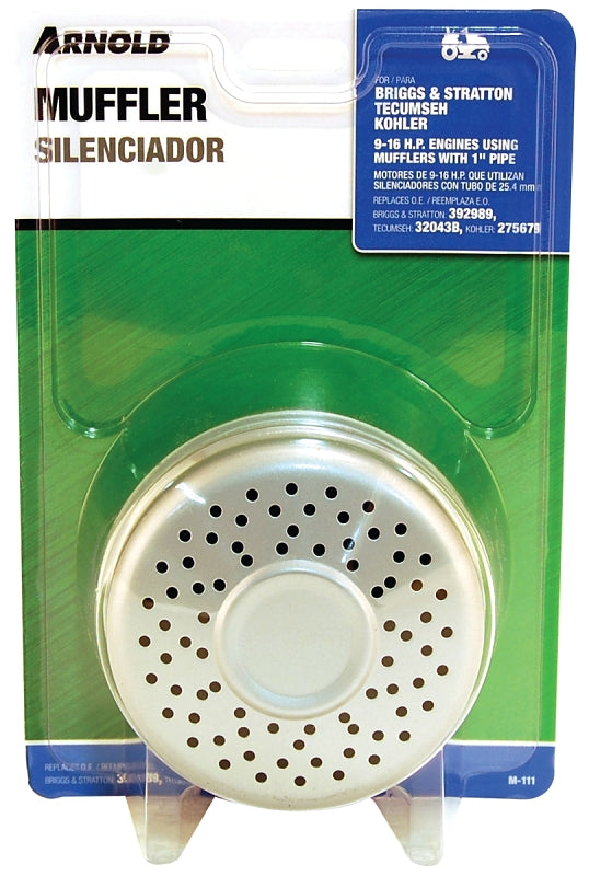 ARNOLD Arnold M-111 Small Engine Muffler, 1 in Inlet, For: 9 to 16 hp Briggs & Stratton, Tecumseh and Kohler Engines