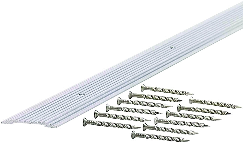 M-D M-D 78097 Seam Binder, 72 in L, 1-1/4 in W, Fluted Surface, Aluminum, Mill/Silver