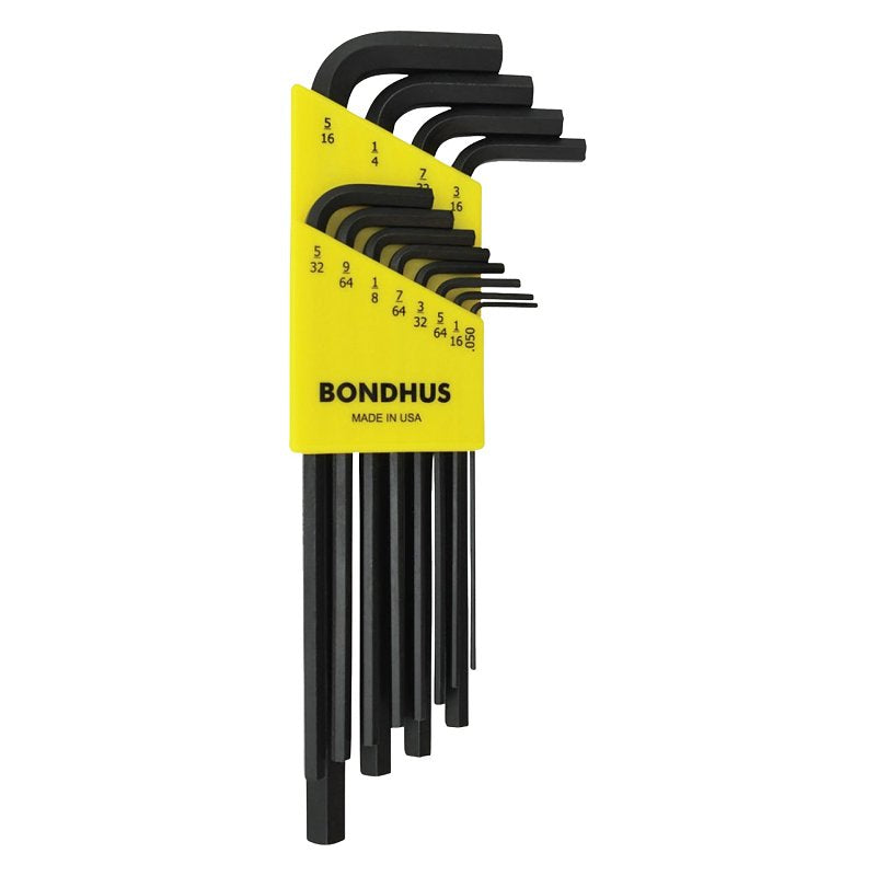 BONDHUS CORPORATION Bondhus 12136 Hex End L-Wrench Set, 12-Piece, Protanium Steel, ProGuard, Specifications: SAE Measurement