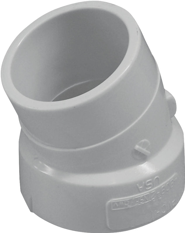 IPEX USA LLC-CANPLAS Canplas 192562 Street Pipe Elbow, 2 in, Spigot x Hub, 22.5 deg Angle, PVC, White