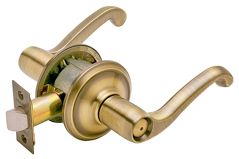 SCHLAGE LOCK Schlage F Series F40 FLA 609 Privacy Lever, Mechanical Lock, Antique Brass, Metal, Residential, 2 Grade
