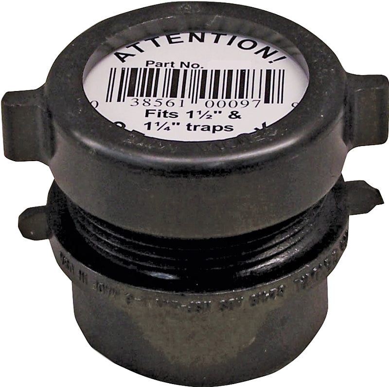 IPEX USA LLC-CANPLAS Canplas 103211YBC Trap Pipe Adapter, 1-1/2 x 1-1/4 in, Spigot x FNPT, ABS, Black, SCH 40 Schedule