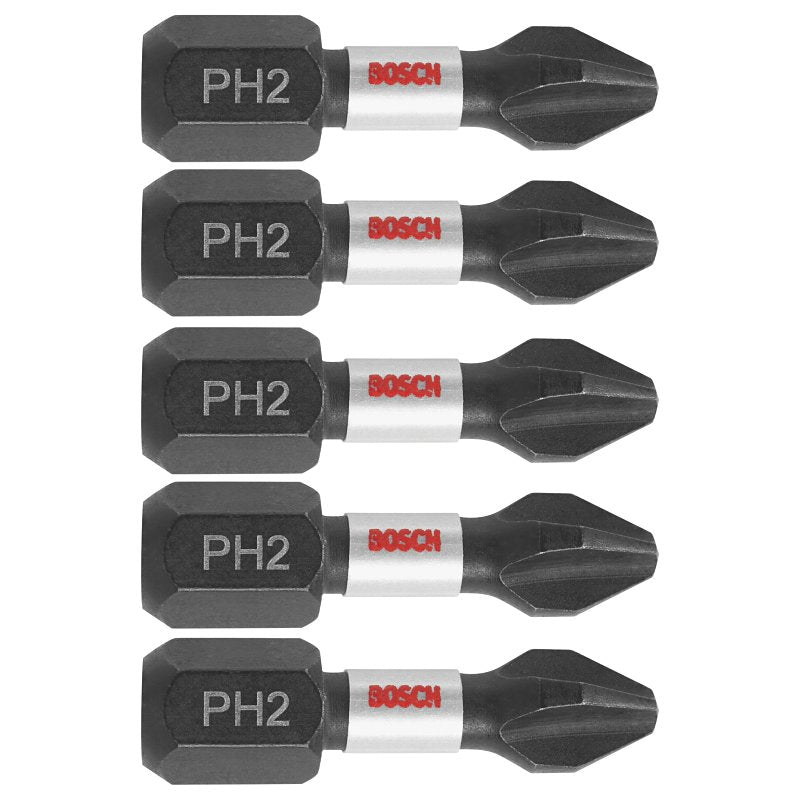 S-B POWER TOOL Bosch Impact Tough ITPH2105 Screwdriver Insert Bit, #2 Drive, Phillips Drive, 1/4 in Shank, Hex Shank, Steel, 5/PK TOOLS S-B POWER TOOL
