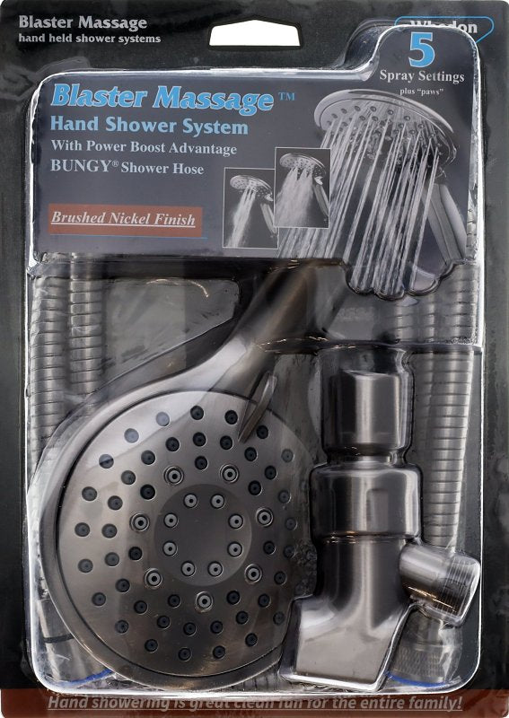 WHEDON PRODUCTS Whedon Blaster Massage Series BMH8C Handheld Shower Kit, 1/2 in Connection, 2.5 gpm, 5-Spray Function, Plastic