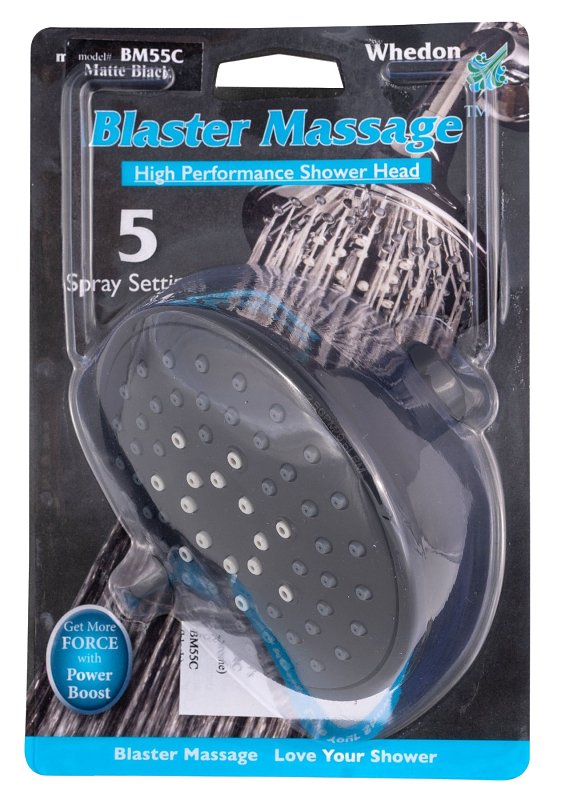 WHEDON SHOWERHEAD 5-SPRAY PLSTC MBLK