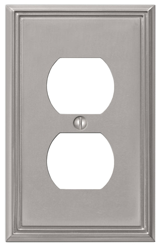 AMERELLE AmerTac Metro Line 77DBN Outlet Wallplate, 4-7/8 in L, 3 in W, 1 -Gang, Metal, Brushed Nickel, Wall Mounting ELECTRICAL AMERELLE