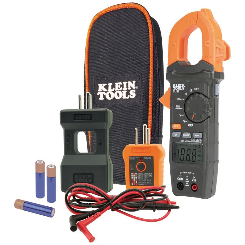 KLEIN Klein Tools CL120KIT Clamp Meter Electrical Test Kit, LCD Display ELECTRICAL KLEIN