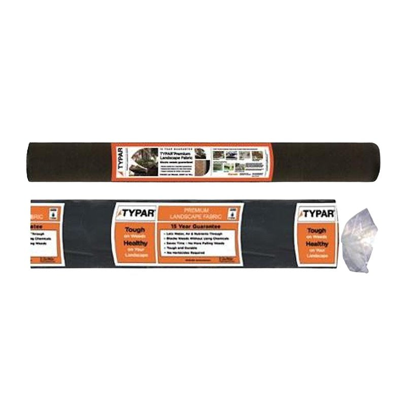 TYPAR Typar 3201C-503W Premium Landscape Fabric, 100 ft L, 3 ft W, 11.5 mil Thick, Polypropylene, Black LAWN & GARDEN TYPAR