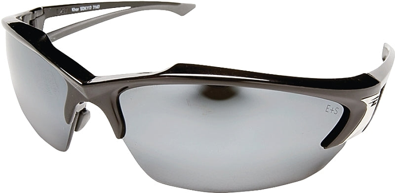 EDGE Edge SDK117 Non-Polarized Safety Glasses, Silver Lens, Black Frame, Unisex, Polycarbonate Lens, Half Wraparound Frame