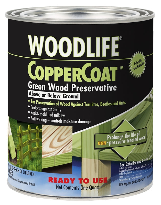 WOODLIFE WOODLIFE 1904A Wood Preservative, Green, Liquid, 1 qt, Can
