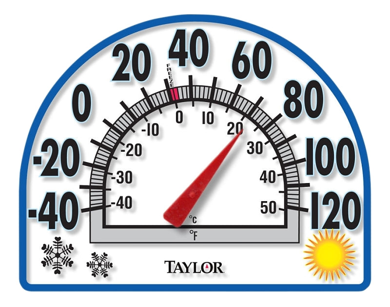 TAYLOR Taylor 5323 Window Cling Thermometer, 7 in Display,-40 to 120 deg F