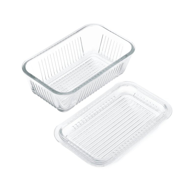 LIFETIME BRANDS LifeTime 5078594 Multi-Function Butter Dish, Glass, 6-1/2 in L, 4 in W