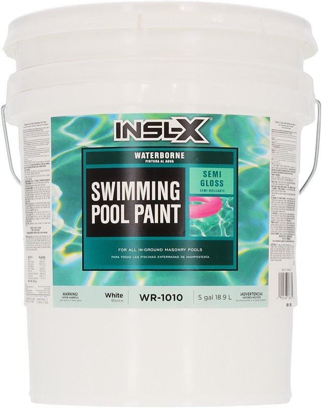 INSL-X Insl-X WR101009905 Swimming Pool Paint, Acrylic, Semi-Gloss, White, 5 gal Can