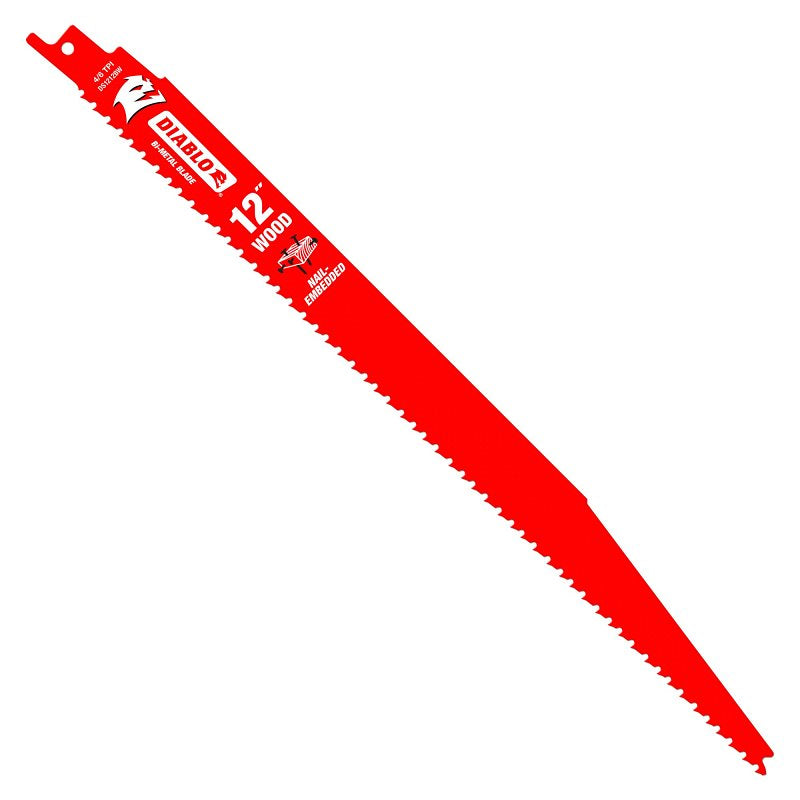 DIABLO Diablo DS1212BW25 Reciprocating Saw Blade, Bi-Metal, Applicable Materials: Clean Wood, 1 in W, 12 in L, 6, 12 TPI, 25/PK