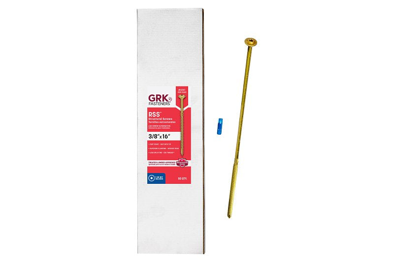GRK FASTENERS GRK Fasteners RSS 12311 Structural Screw, 3/8 in Thread, 16 in L, Flat Head, Star Drive, Steel, 50 PK