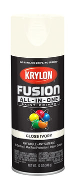 KRYLON Krylon K02711007 Spray Paint, 12 oz Can, 25 sq-ft Coverage Area, Acrylic Base, Gloss, Ivory, Exterior, Interior PAINT KRYLON