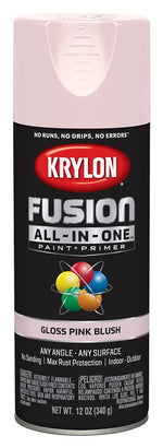 KRYLON Krylon K02717007 Spray Paint, 12 oz Can, 25 sq-ft Coverage Area, Acrylic Base, Gloss, Pink Blush PAINT KRYLON
