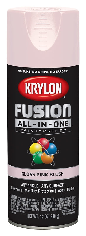KRYLON Krylon K02717007 Spray Paint, 12 oz Can, 25 sq-ft Coverage Area, Acrylic Base, Gloss, Pink Blush PAINT KRYLON
