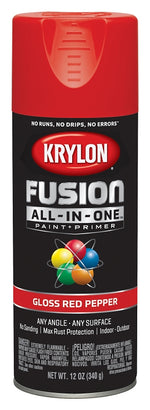 KRYLON Krylon K02720007 Spray Paint, 12 oz Can, 25 sq-ft Coverage Area, Acrylic Base, Gloss, Red Pepper PAINT KRYLON