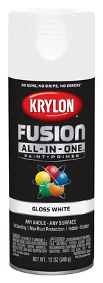 KRYLON Krylon K02727007 Spray Paint, 12 oz Can, 25 sq-ft Coverage Area, Urethane Base, Gloss, White PAINT KRYLON
