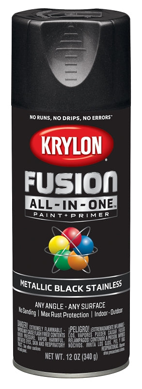 KRYLON Krylon K02790007 Spray Paint, Metallic, Black Stainless, 12 oz, Can PAINT KRYLON