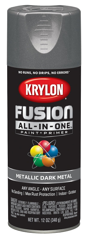 KRYLON Krylon K02769007 Spray Paint, Metallic, Dark Metal, 12 oz, Can
