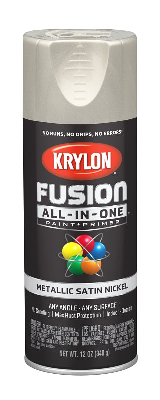 KRYLON Krylon K02772007 Spray Paint, Satin, Nickel, 12 oz, Can