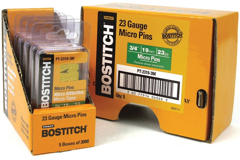 BOSTITCH Bostitch PT-2319-3M Pin Nail, 0.64 in Dia, 3/4 in L, 23 ga Thick, Steel, Bright HARDWARE & FARM SUPPLIES BOSTITCH