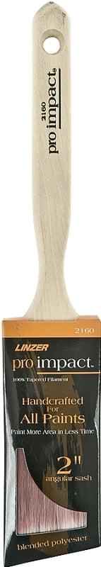 LINZER Linzer WC 2160-2 Paint Brush, Natural Handle, Wood Handle, 2 in W, 2-1/2 in L Bristle, Polyester Bristle, Sash Handle