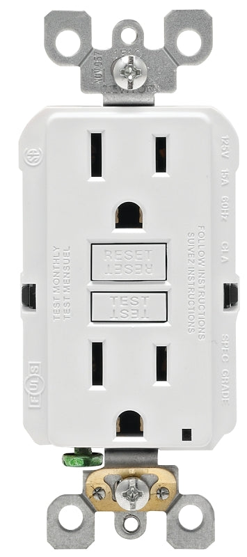 LEVITON Leviton M02-GFNT1-03W GFCI Receptacle/Outlet, 125 V, 15 A, NEMA: NEMA 5-15R, White ELECTRICAL LEVITON