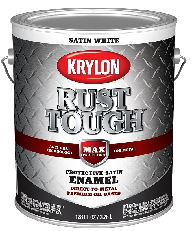 KRYLON Krylon Rust Tough K09732008 Rust Preventative Paint, Satin, White, 1 gal