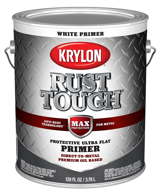 KRYLON Krylon Rust Tough K09744008 Primer, Ultra Flat, White, 1 gal