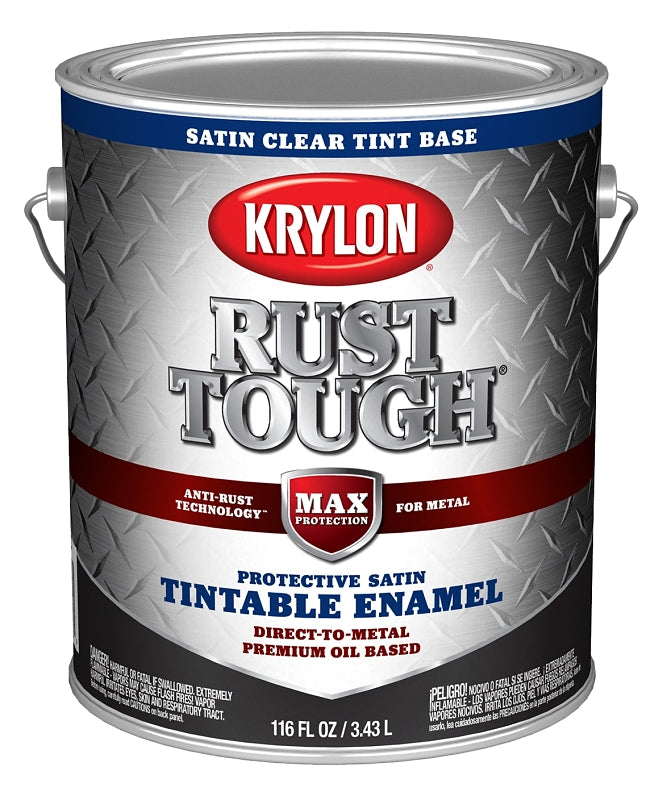 KRYLON Krylon Rust Tough K09751008 Enamel Paint, Satin Sheen, Clear, 1 gal, 400 sq-ft/gal Coverage Area