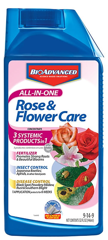 BIOADVANCED BioAdvanced 701260B Rose and Flower Care, Liquid, Spray Application, 32 oz Bottle